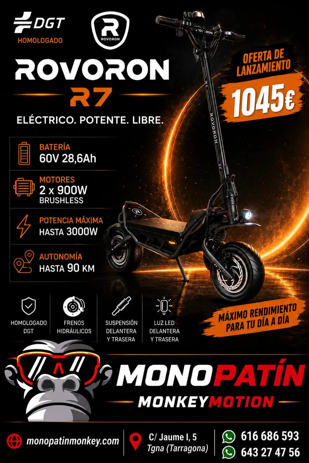 Patinete Eléctrico Rovoron R7 DGT