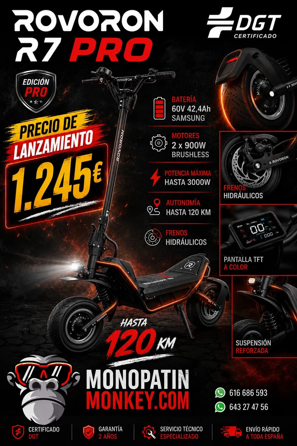 ROVORON R7 PRO DGT - 60V 42Ah Samsung - Black
